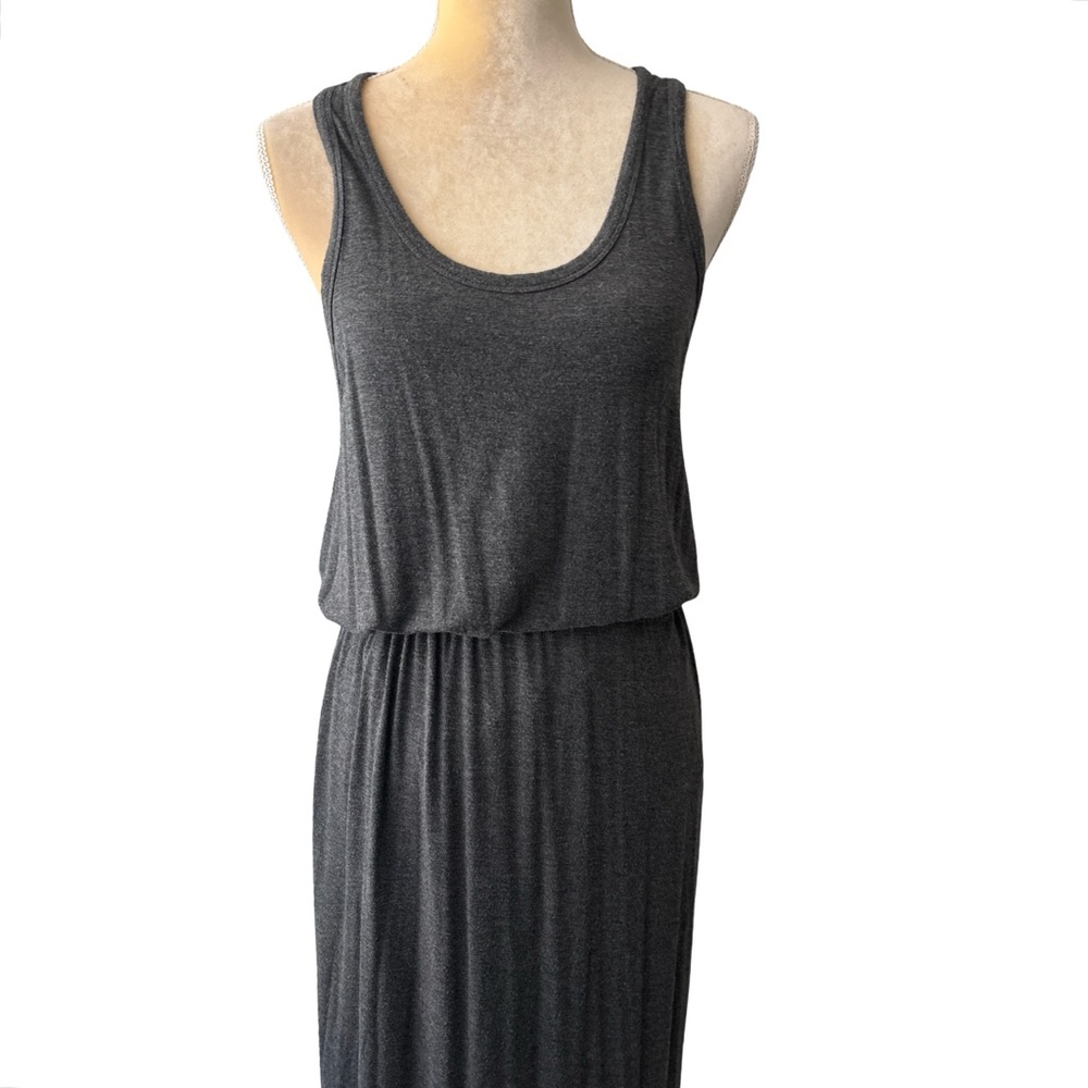 Madewell Women’s Sleeveless Racerback Heather Gray Side Slit Maxi Dress Medium - Picture 3 of 15